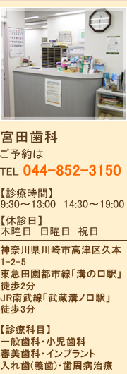 溝の口の歯医者、宮田歯科